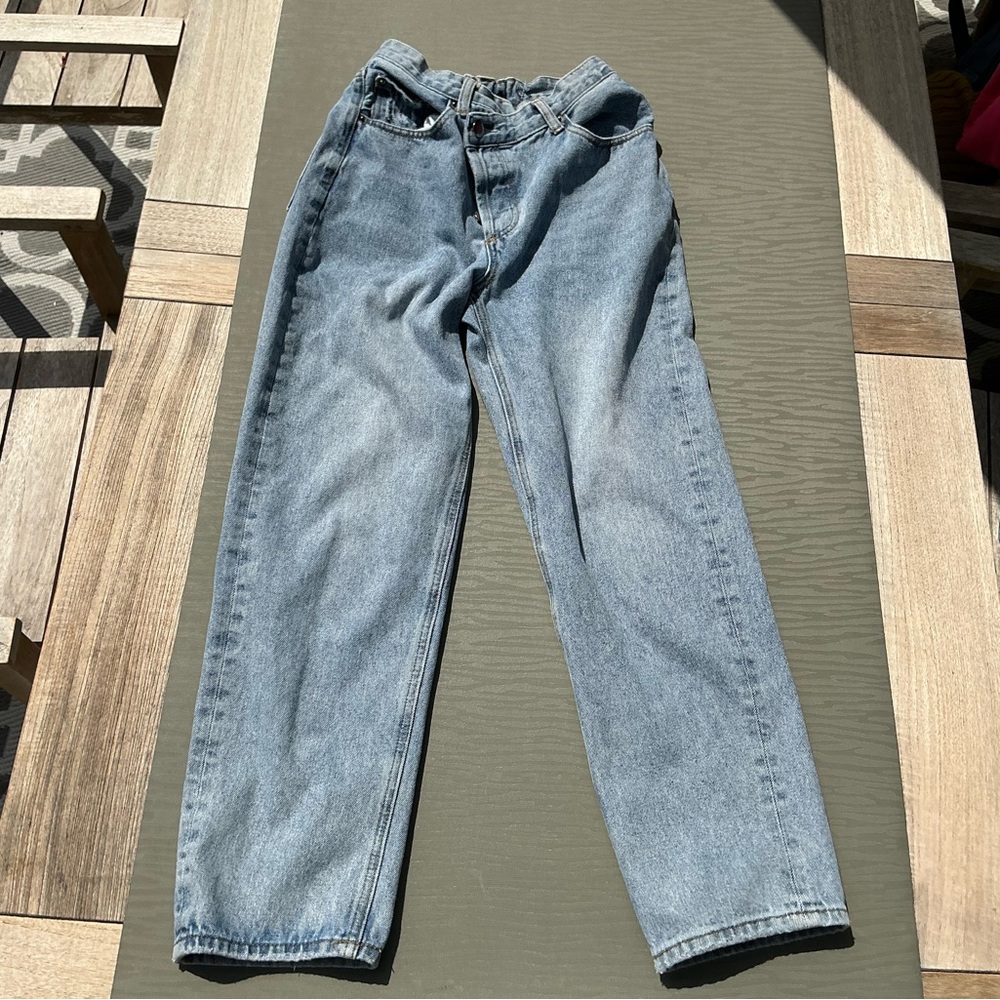 The Kript Criss Cross Boyfriend Jeans